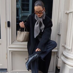 ZARA SCARF KNIT CARDIGAN SWEATER - WOOL SWEATER WITH DETACHABLE SCARF